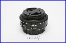 Canon 40mm f2.8 STM Macro pancake lens, caps, UV, tested, nice